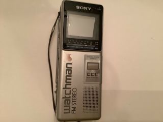 Sony Watchman 1984 Vintage B&W TV and FM Stereo,  Model FD - 3A 2