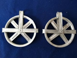 Vintage Pair 5 " Aluminum Pulleys For Clothes Line