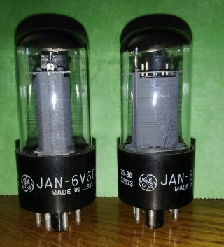Vintage Matched Pair Ge Jan - 6v6gt Radio Vacuum Tubes Test Good 6v6 Audio Power