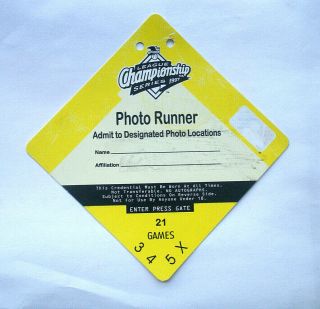 1997 American League Championship Series Photo Runner Pass.  Yankees.