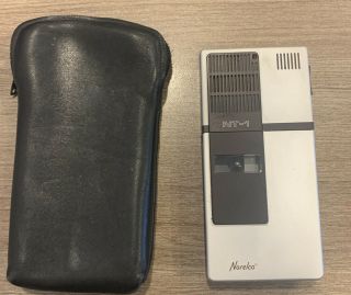 Vintage Norelco Nt - 1 Mini Cassette Tape Voice Recorder W/ Leather Case
