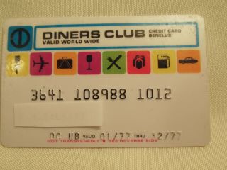 Vintage Diners Club Credit / Charge Card – Benelux Valid Thru 12/77