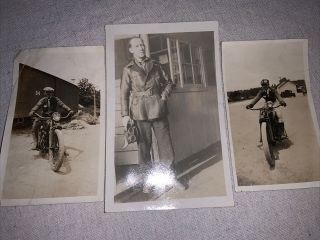 Vintage Harley - Davidson Motorcycle & Rider B&w Photo 