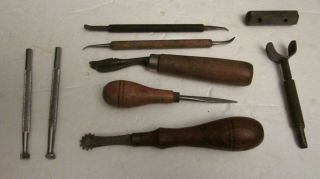 C.  S.  Osborne N.  J.  - Vintage Leather Tools,  A Set 9 Of Old Piecesquality