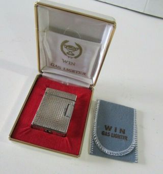 Vintage Win Butane Gas Cigarette Lighter Made In Japan Silver 1200