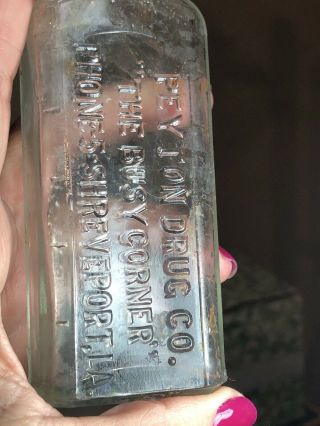 Antique Medicine Bottles Embossed Peyton Drug Co The Busy Corner Shreveport La