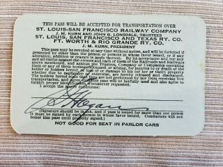 Vintage 1934 Frisco Lines St.  Louis - San Francisco Railway Company Pass 2