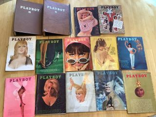 Vintage Playboy Magazines Full Year 1965 - All 12 Issues Complete W/ Binders
