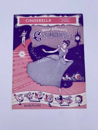Vintage Walt Disney Cinderella Sheet Music
