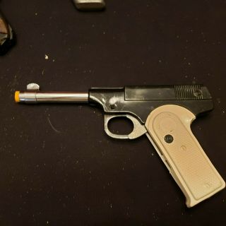 4 Vintage Pressed Metal,  Steel Play Guns - Luger - Dick - Kadet Target - Twin Tex 2