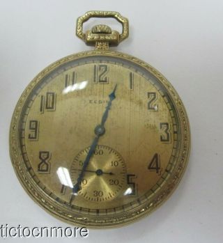 Antique Art Deco Elgin Grade 303 Ruby Jewel 7j Double Roller Pocket Watch 1924