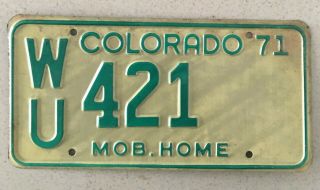 1971 Colorado Mobile Home License Plate 421 Tag