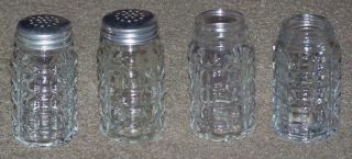 Vintage Anchor Hocking Salt And Pepper Shakers Aluminum Lids & Two Extra Shakers