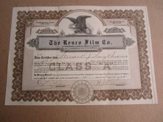 Old Vintage 1921 - Renco Film Co.  - Stock Certificate
