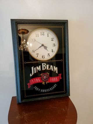 Vtg Jim Beam 200th Anniversary 1795 - 1995 Clock,  For Bar Man Cave,  Pool Rm Etc