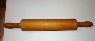 Big Long Vintage Wooden Rolling Pin Primitive Old Wood Handles 19 3/8