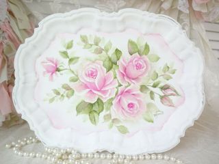 Most Elegant Roses Tray Pink Bydas Hp Hand Painted Chic Shabby Vintage Cottage