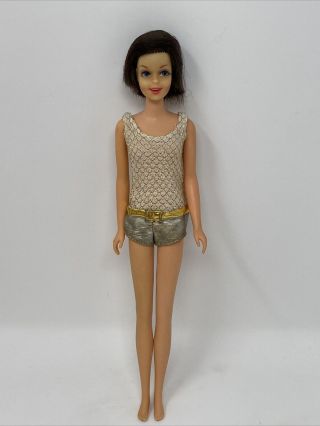 Vintage Mattel Barbie Brunette Mod Era Tnt Casey Doll With Tagged Swimsuit