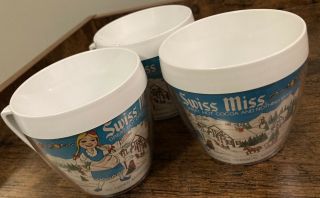 3 Vintage 70’s Swiss Miss Advertising Retro Insulated Cup Mug Kitchen Dining 3
