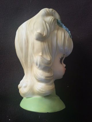 Vintage Ceramic Girl Head Vase Signed (Not Legible) 2