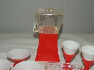 Vintage Banner Plastic Child ' s Ice Cream Soda Fountain Dispenser Dish Play Set 3