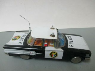 Vintage Ichiko Friction Police Patrol Car Tin Toy Japan
