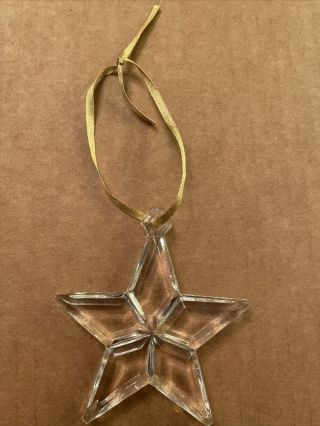 Vintage Glass Iridescent Star Ornament Gold Ribbon