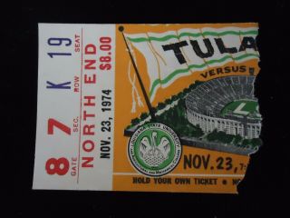 1974 Tulane Green Wave Lsu Tigers Stadium Ncaa Football Ticket Stub Great Game