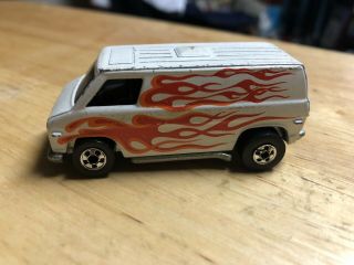Vintage 1974 Hot Wheels Chevy Van White With Red Flames