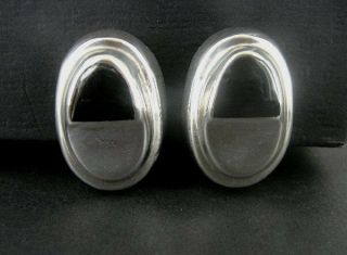 Vintage Taxco Chunky Black Onyx Mexico Sterling Silver 925 Clip On Earrings