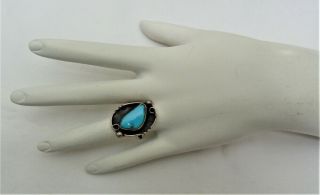 Vintage Navajo Native American Sterling Silver Turquoise Shadow Box Ring Size 7