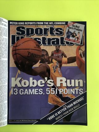 Kobe Bryant Los Angeles Lakers Sports Illustrated March 3,  2003 No Label