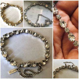Vintage Volupte Signed Bracelet With Rhinestone Crystals Sparkling Bridal,  Glam