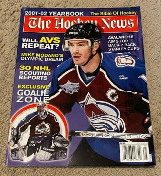 2001 - 2002 The Hockey News Yearbook Vintage Joe Sakic Patrick Roy Avalanche