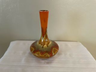 Vintage Retro Ceramic Drip Glaze Bud Vase 9” Tall Signed