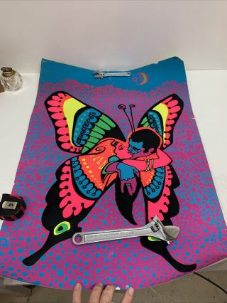 Vintage Love Is A Butterfly 1970 Classic Blacklight Poster