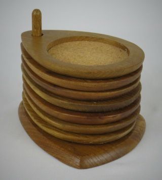Vintage Sere Tiki Wood Coasters 8 Piece Set Hand Carved