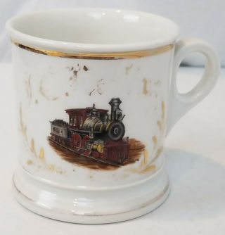 Antique Occupational Shaving Mug Railroad Engineer Locomotive Cfh 1800s