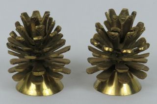Vintage Brass Pinecone Candle Holders Set Of 2 4 " Solid Brass