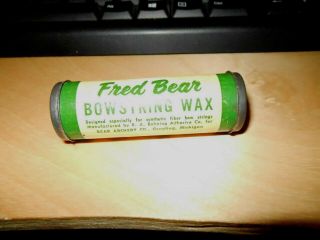 Vintage Fred Bear Bowstring Wax Green White Tube Metal Tops Bear Archery