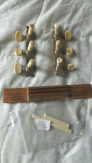 Vintage Classical Guitar Tuning Pegs,  Bridge,  Nut And Saddle