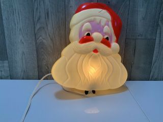 Vintage Double Sided Santa Head/face Blow Mold Hanging Light Up,  10”