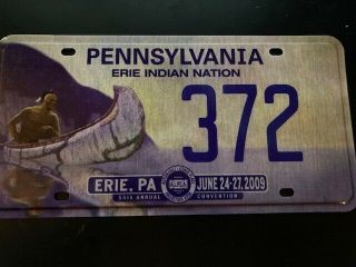 2009 Erie Indian Nation Pennsylvania Alpca Convention Souvenir License Plate 372