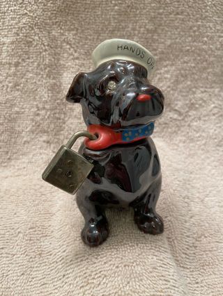 Vintage Ceramic Bull Dog With Sailor Hat Bank Made By Elvin