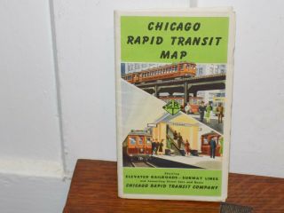 Vintage Fold Out Map Of The Chicago Rapid Transit System