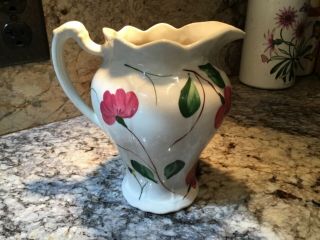 Vintage Blue Ridge Or Southern Potteries Pitcher.  6’ Tall.  Floral Pattern.
