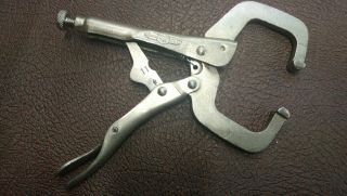 6r Usa Petersen Vice Grip C Clamp Vintage Locking Pliers.  Made Dewitt Nebraska.