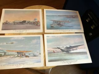 Vintage Pan American Airlines First Class Menu Covers Set Of 4 Aircraft Pictures