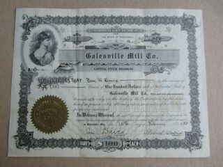 Old Vintage 1933 - Galesville Mill Co.  - Stock Certificate - Wisconsin