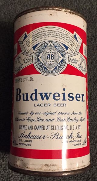 Vintage Budweiser Flat Top Beer Can 4 Cities Indoor Can North Carolina Tax Lid